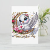 Cute Valentijnsdag Duif Plat Kerstkaart  (Staand voorkant)