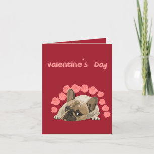 Cute Valentijnsdag French bulldog pastel rozen Feestdagen Kaart