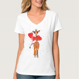Cute Valentijnsdag giraffe hartballonnen  T-shirt