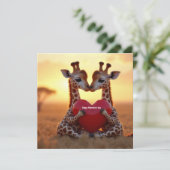 Cute Valentijnsdag Giraffen  Feestdagenkaart (Staand voorkant)