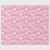 Cute Valentijnsdag Gnomes Pink Cadeaupapier (Vlak)