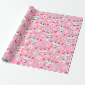 Cute Valentijnsdag Gnomes Pink Cadeaupapier (Uitgerold)