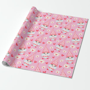 Cute Valentijnsdag Gnomes Pink Cadeaupapier