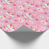 Cute Valentijnsdag Gnomes Pink Cadeaupapier (Hoek)