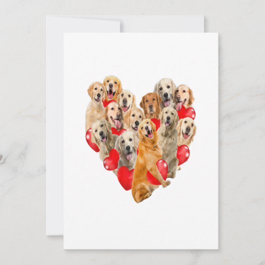 Cute Valentijnsdag Golden Retriever Dog Heart Pup Aankondiging (Voorkant)