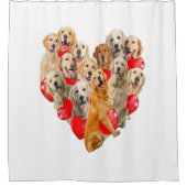 Cute Valentijnsdag Golden Retriever Dog Heart Pup Douchegordijn (Voorkant)