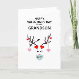 Cute Valentijnsdag Grandson Hearts Love Deer Feestdagen Kaart