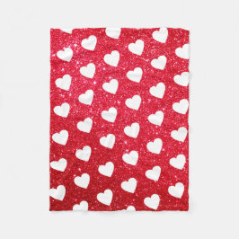 Cute Valentijnsdag Heart Pattern Red Fleece Deken