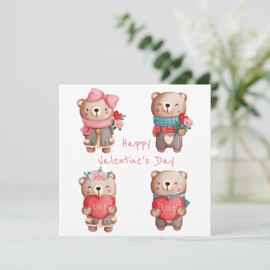 Cute Valentijnsdag Holiday Card Feestdagenkaart (Staand voorkant)