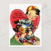 Cute Valentijnsdag, jongen op een scooter Feestdagenkaart (Voorkant)