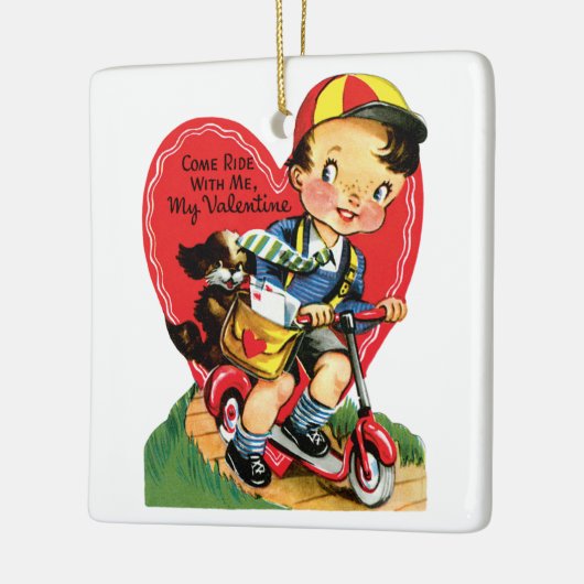Cute Valentijnsdag, jongen op een scooter Keramisch Ornament (Links)