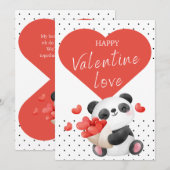 Cute Valentijnsdag Kaart Baby Panda Heart (Voorkant / Achterkant)