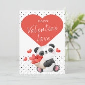 Cute Valentijnsdag Kaart Baby Panda Heart (Staand voorkant)