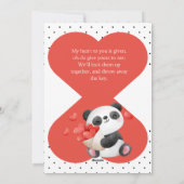 Cute Valentijnsdag Kaart Baby Panda Heart (Achterkant)