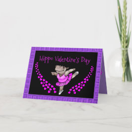 Cute Valentijnsdag kaart met nijlpaard ballerina