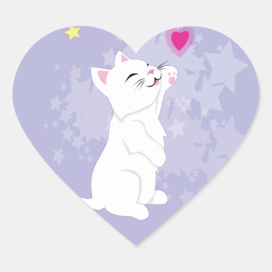 Cute Valentijnsdag Kat Hart Sticker (Voorkant)