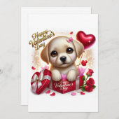 Cute Valentijnsdag Labrador Platte Kerstkaart (Voorkant / Achterkant)