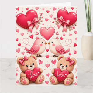 Cute Valentijnsdag Liefdesvogels Knuffelberen Inpa Kaart