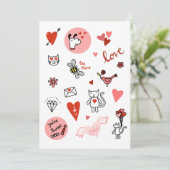 Cute Valentijnsdag Love Cartoon Feestdagenkaart (Staand voorkant)