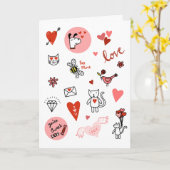 Cute Valentijnsdag Love Cartoon Kaart (Gele Bloem)