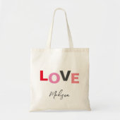 Cute Valentijnsdag Love Typography Personalized Tote Bag (Voorkant)