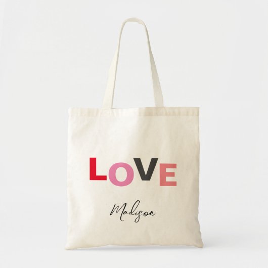 Cute Valentijnsdag Love Typography Personalized Tote Bag (Voorkant)