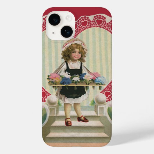  Cute Valentijnsdag, meisje met bloemen Case-Mate iPhone Case (Achterkant)