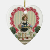  Cute Valentijnsdag, meisje met bloemen Keramisch Ornament (Rechts)