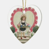  Cute Valentijnsdag, meisje met bloemen Keramisch Ornament (Links)