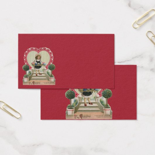  Cute Valentijnsdag, meisje met bloemen Visitekaartjes (Kantoor)