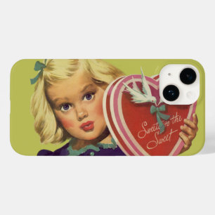 Cute Valentijnsdag, meisje met chocolade Case-Mate iPhone 14 Hoesje