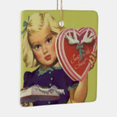  Cute Valentijnsdag, meisje met chocolade Keramisch Ornament (Rechts)
