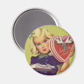  Cute Valentijnsdag, meisje met chocolade Magneet (Voorkant / Achterkant)
