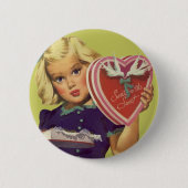  Cute Valentijnsdag, meisje met chocolade Ronde Button 5,7 Cm (Voorkant)