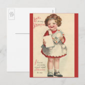  Cute Valentijnsdag, meisje met liefdesbrief Feestdagenkaart (Voorkant / Achterkant)