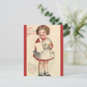 Cute Valentijnsdag, meisje met liefdesbrief Feestdagenkaart (Staand voorkant)