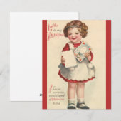 Cute Valentijnsdag, meisje met liefdesbrief Feestdagenkaart (Voorkant / Achterkant)