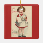  Cute Valentijnsdag, meisje met liefdesbrief Keramisch Ornament (Voorkant)