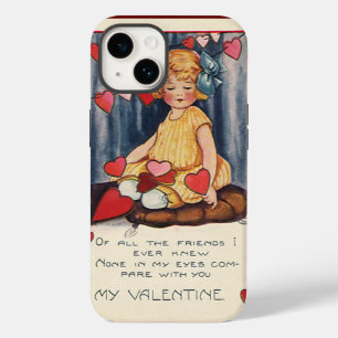 Cute Valentijnsdag, meisje met rood hart Case-Mate iPhone Case
