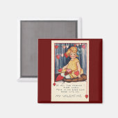  Cute Valentijnsdag, meisje met rood hart Magneet (Voorkant / Achterkant)
