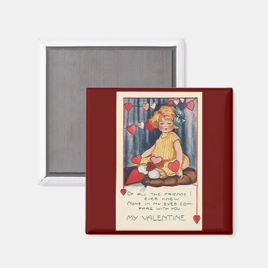  Cute Valentijnsdag, meisje met rood hart Magneet (Voorkant / Achterkant)