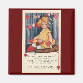  Cute Valentijnsdag, meisje met rood hart Magneet (Voorkant)