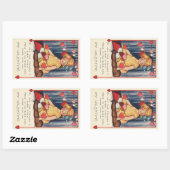  Cute Valentijnsdag, meisje met rood hart Rechthoekige Sticker (Vel)