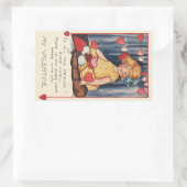  Cute Valentijnsdag, meisje met rood hart Rechthoekige Sticker (Tas)