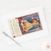  Cute Valentijnsdag, meisje met rood hart Rechthoekige Sticker (Envelop)