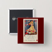  Cute Valentijnsdag, meisje met rood hart Vierkante Button 5,1 Cm (Voorkant /achterkant)