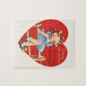  Cute Valentijnsdag, meisje op hek Legpuzzel (Horizontaal)