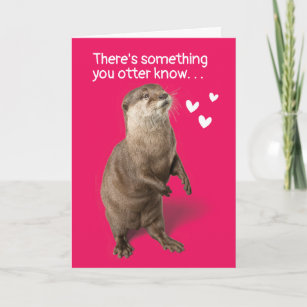 Cute Valentijnsdag Otter Pun Feestdagen Kaart