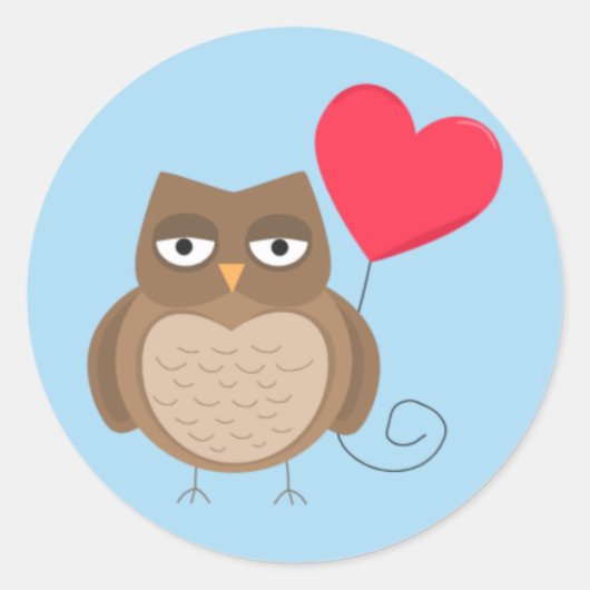 Cute Valentijnsdag Owl Ronde Sticker (Voorkant)