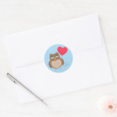 Cute Valentijnsdag Owl Ronde Sticker (Envelop)